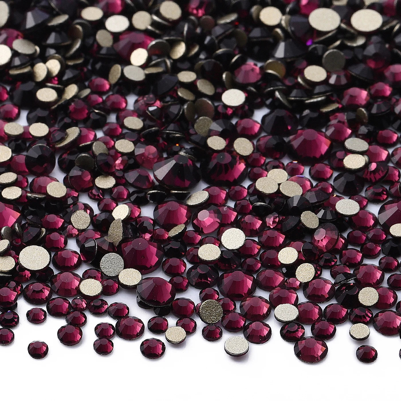 1440Pcs Mix Size SS3-SS20 Champagne Glass Flat Back Rhinestone Golden Shadow Glitter Non Hotfix Rhinestones for Nail Art Clothes
