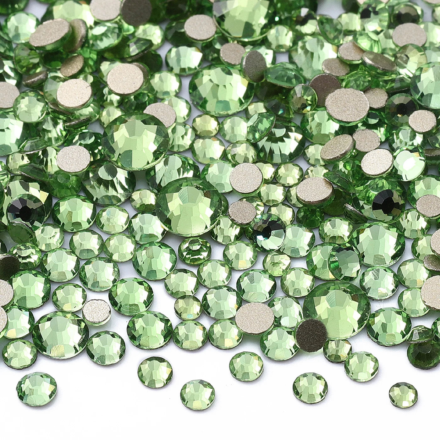 1440Pcs Mix Size SS3-SS20 Champagne Glass Flat Back Rhinestone Golden Shadow Glitter Non Hotfix Rhinestones for Nail Art Clothes
