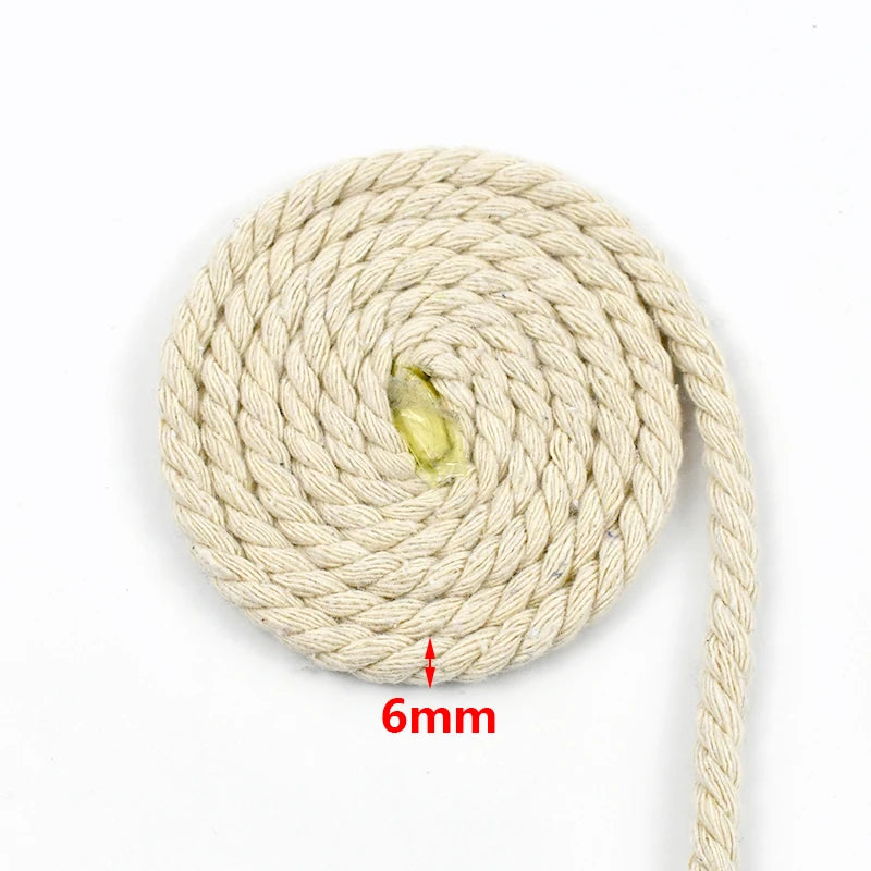 2/5/10M Beige 5-20mm Braid Macrame Cord 3 Shares Cotton Rope Twisted Ropes Thread Decorative String Bag Clothes Home Lace Sewing