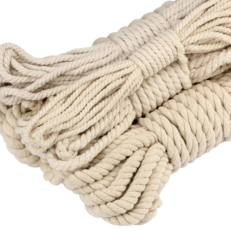 2/5/10M Beige 5-20mm Braid Macrame Cord 3 Shares Cotton Rope Twisted Ropes Thread Decorative String Bag Clothes Home Lace Sewing