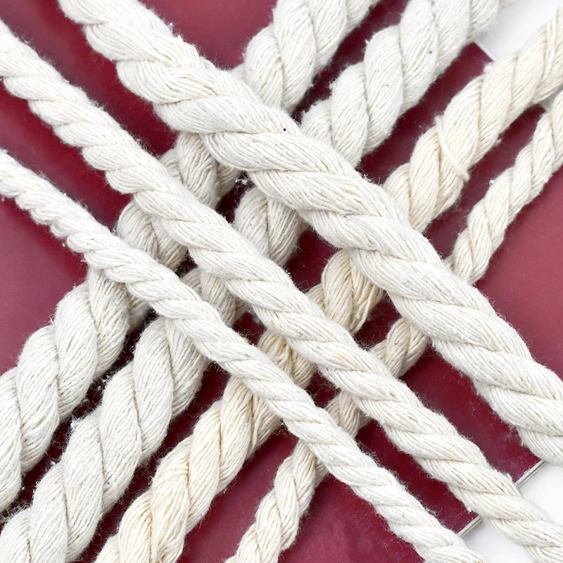 2/5/10M Beige 5-20mm Braid Macrame Cord 3 Shares Cotton Rope Twisted Ropes Thread Decorative String Bag Clothes Home Lace Sewing