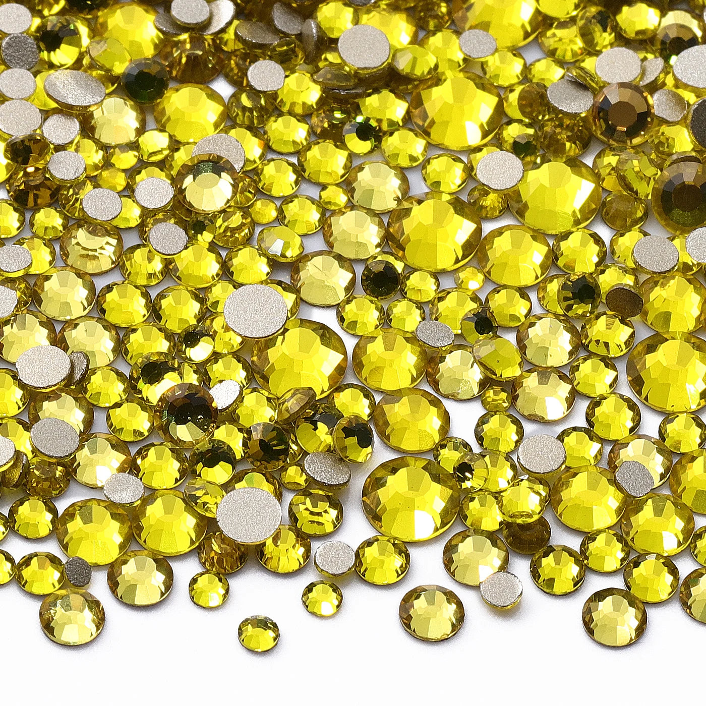 1440Pcs Mix Size SS3-SS20 Champagne Glass Flat Back Rhinestone Golden Shadow Glitter Non Hotfix Rhinestones for Nail Art Clothes