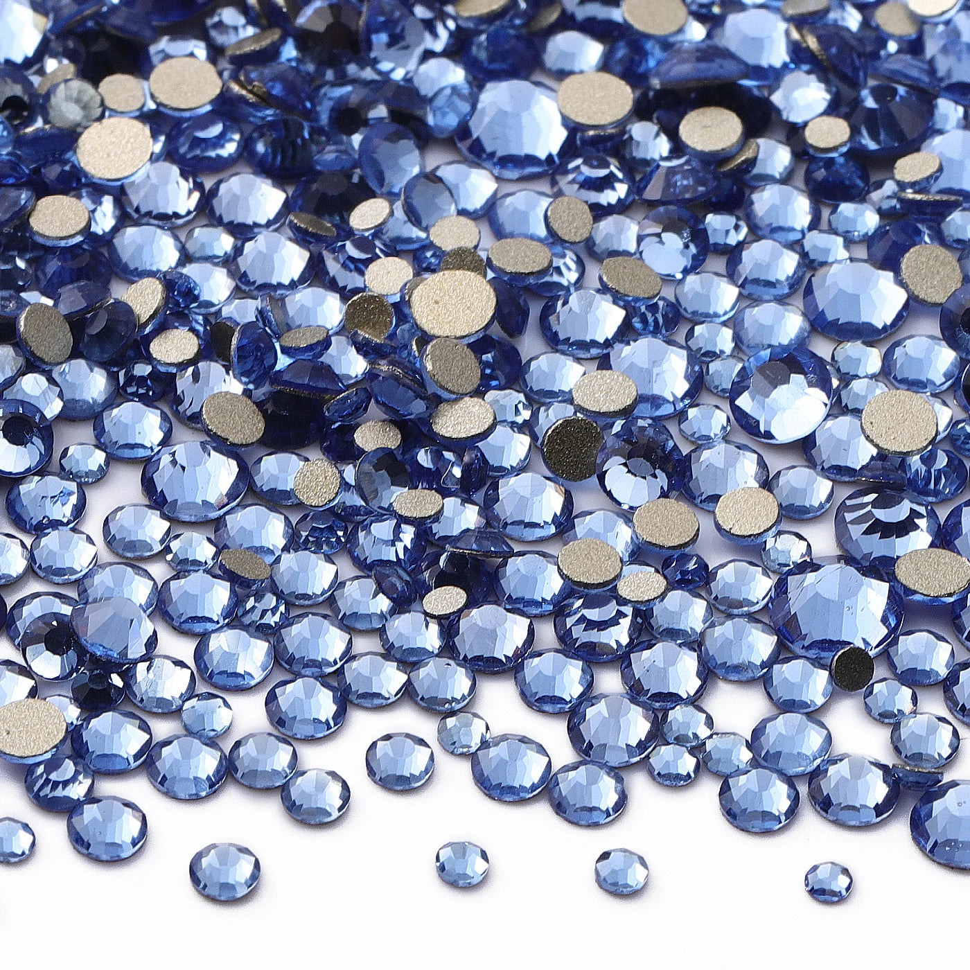 1440Pcs Mix Size SS3-SS20 Champagne Glass Flat Back Rhinestone Golden Shadow Glitter Non Hotfix Rhinestones for Nail Art Clothes
