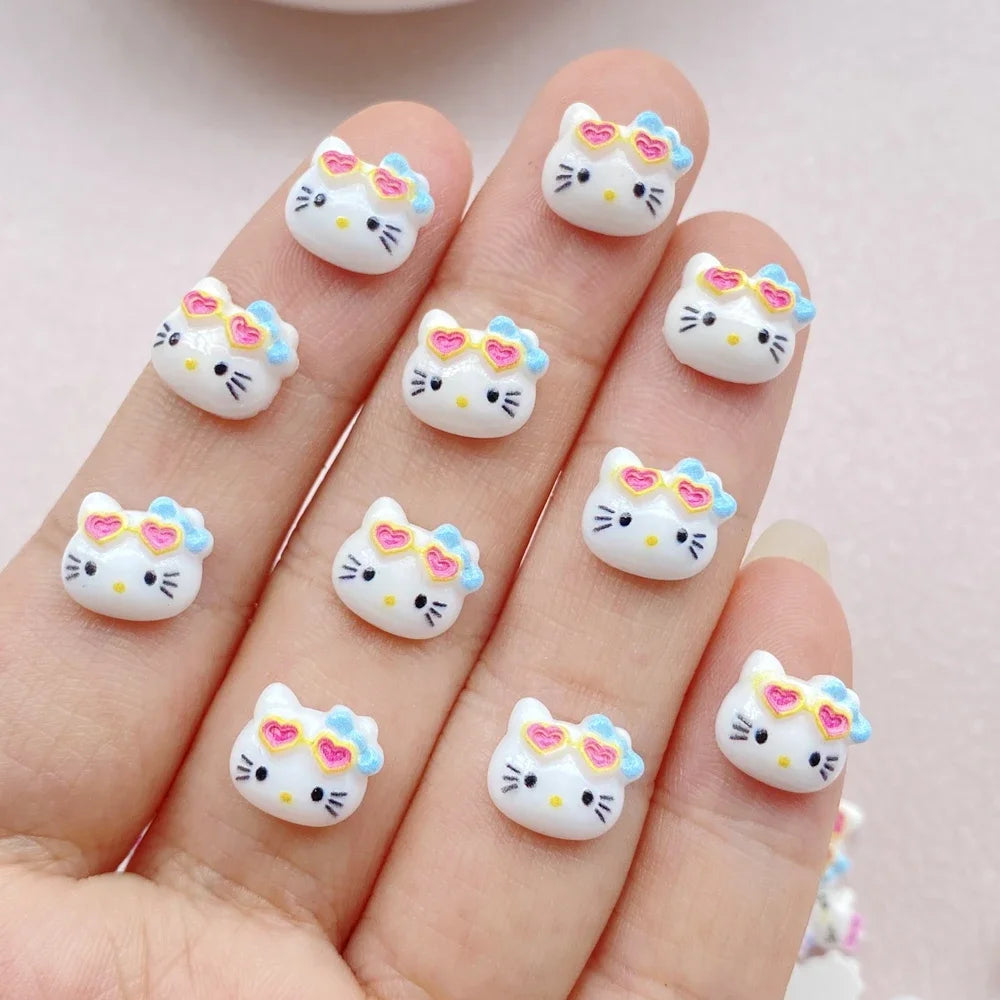 50pcs Resin Colorful Summer Beach Eye Mermaid Little Cat Cartoon Wearing Armor Figurines Flat back Nail Art DIY Scrapbook Crafts