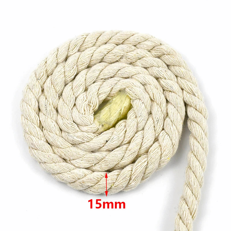 2/5/10M Beige 5-20mm Braid Macrame Cord 3 Shares Cotton Rope Twisted Ropes Thread Decorative String Bag Clothes Home Lace Sewing