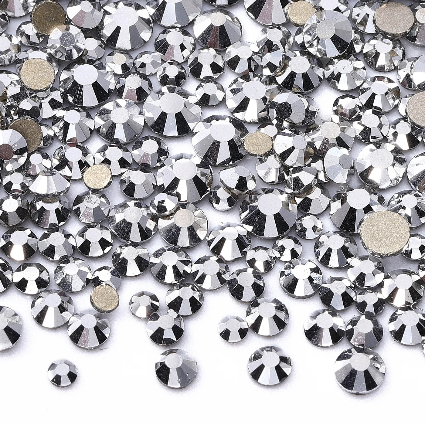 1440Pcs Mix Size SS3-SS20 Champagne Glass Flat Back Rhinestone Golden Shadow Glitter Non Hotfix Rhinestones for Nail Art Clothes