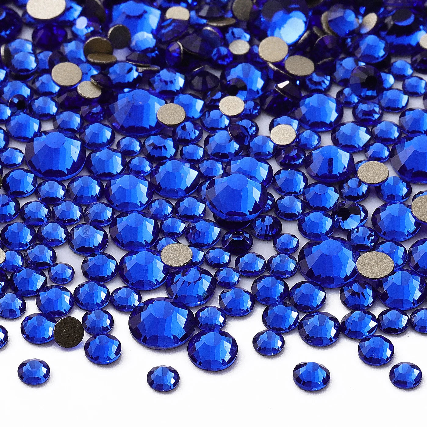 1440Pcs Mix Size SS3-SS20 Champagne Glass Flat Back Rhinestone Golden Shadow Glitter Non Hotfix Rhinestones for Nail Art Clothes