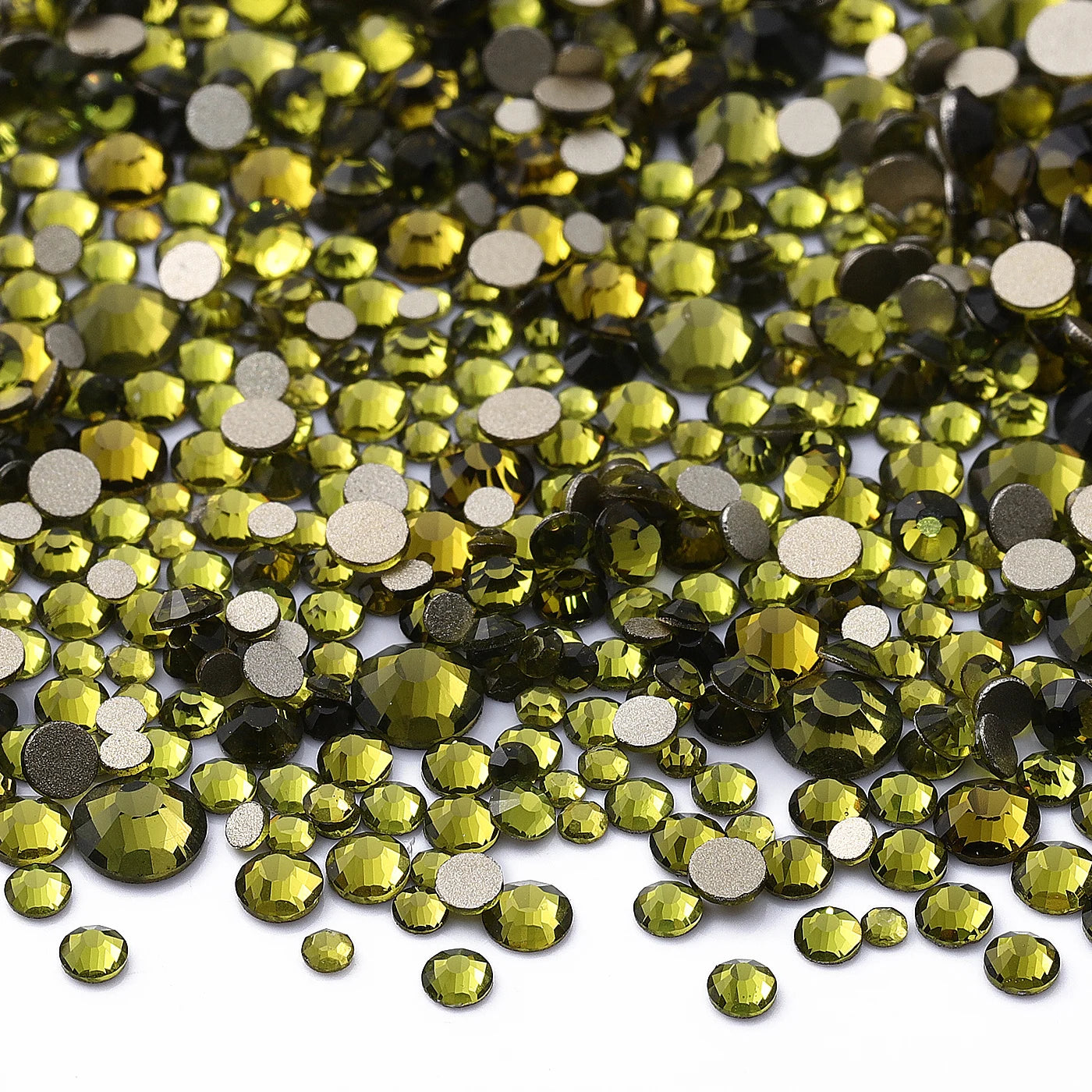1440Pcs Mix Size SS3-SS20 Champagne Glass Flat Back Rhinestone Golden Shadow Glitter Non Hotfix Rhinestones for Nail Art Clothes