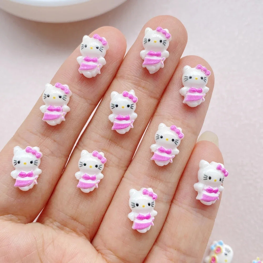 50pcs Resin Colorful Summer Beach Eye Mermaid Little Cat Cartoon Wearing Armor Figurines Flat back Nail Art DIY Scrapbook Crafts