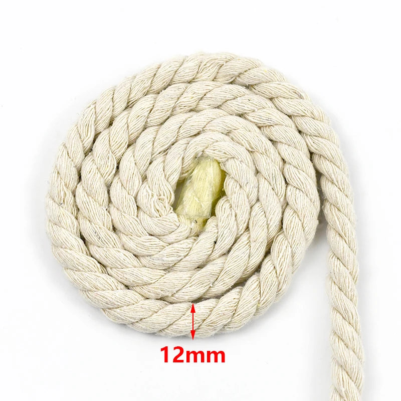 2/5/10M Beige 5-20mm Braid Macrame Cord 3 Shares Cotton Rope Twisted Ropes Thread Decorative String Bag Clothes Home Lace Sewing