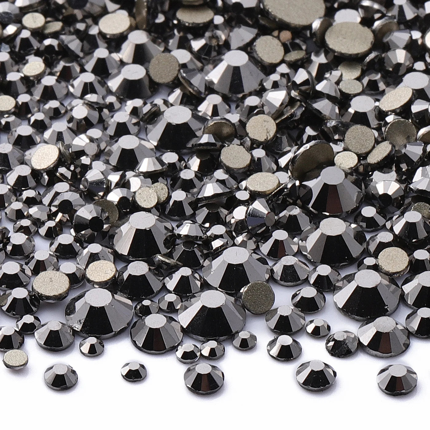 1440Pcs Mix Size SS3-SS20 Champagne Glass Flat Back Rhinestone Golden Shadow Glitter Non Hotfix Rhinestones for Nail Art Clothes