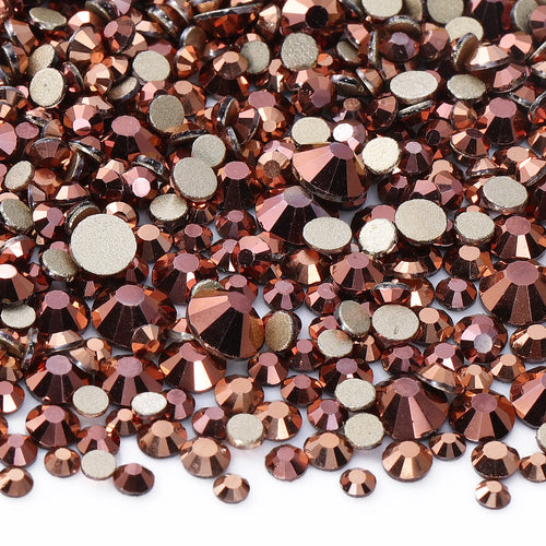 1440Pcs Mix Size SS3-SS20 Champagne Glass Flat Back Rhinestone Golden Shadow Glitter Non Hotfix Rhinestones for Nail Art Clothes