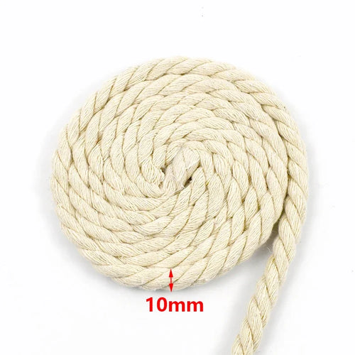 2/5/10M Beige 5-20mm Braid Macrame Cord 3 Shares Cotton Rope Twisted Ropes Thread Decorative String Bag Clothes Home Lace Sewing