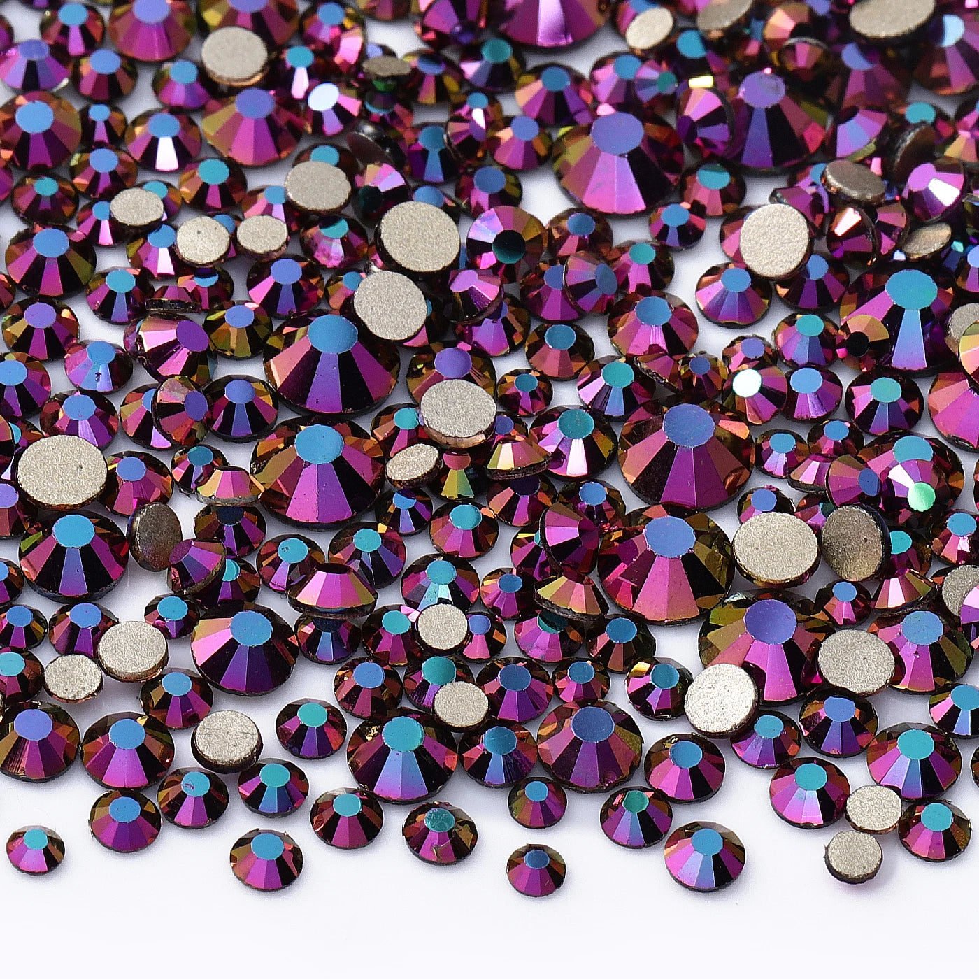 1440Pcs Mix Size SS3-SS20 Champagne Glass Flat Back Rhinestone Golden Shadow Glitter Non Hotfix Rhinestones for Nail Art Clothes