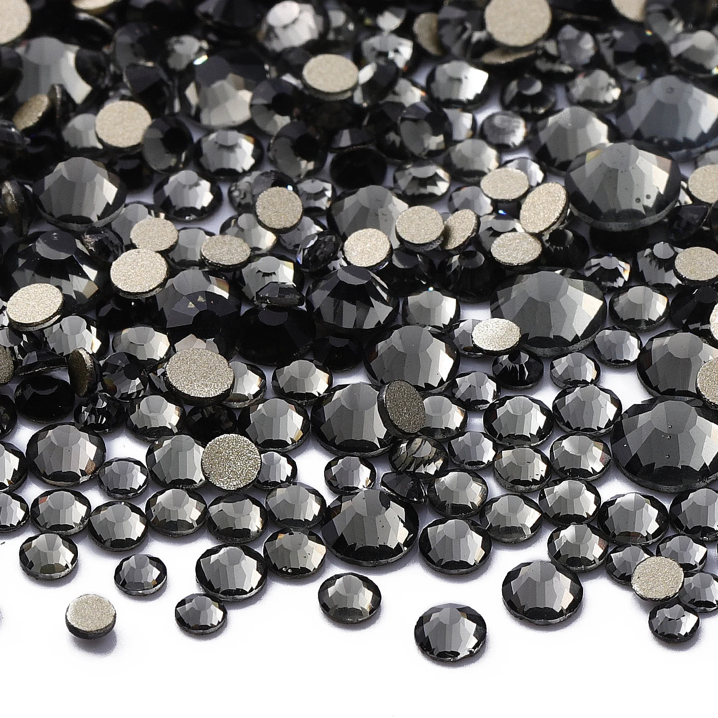 1440Pcs Mix Size SS3-SS20 Champagne Glass Flat Back Rhinestone Golden Shadow Glitter Non Hotfix Rhinestones for Nail Art Clothes