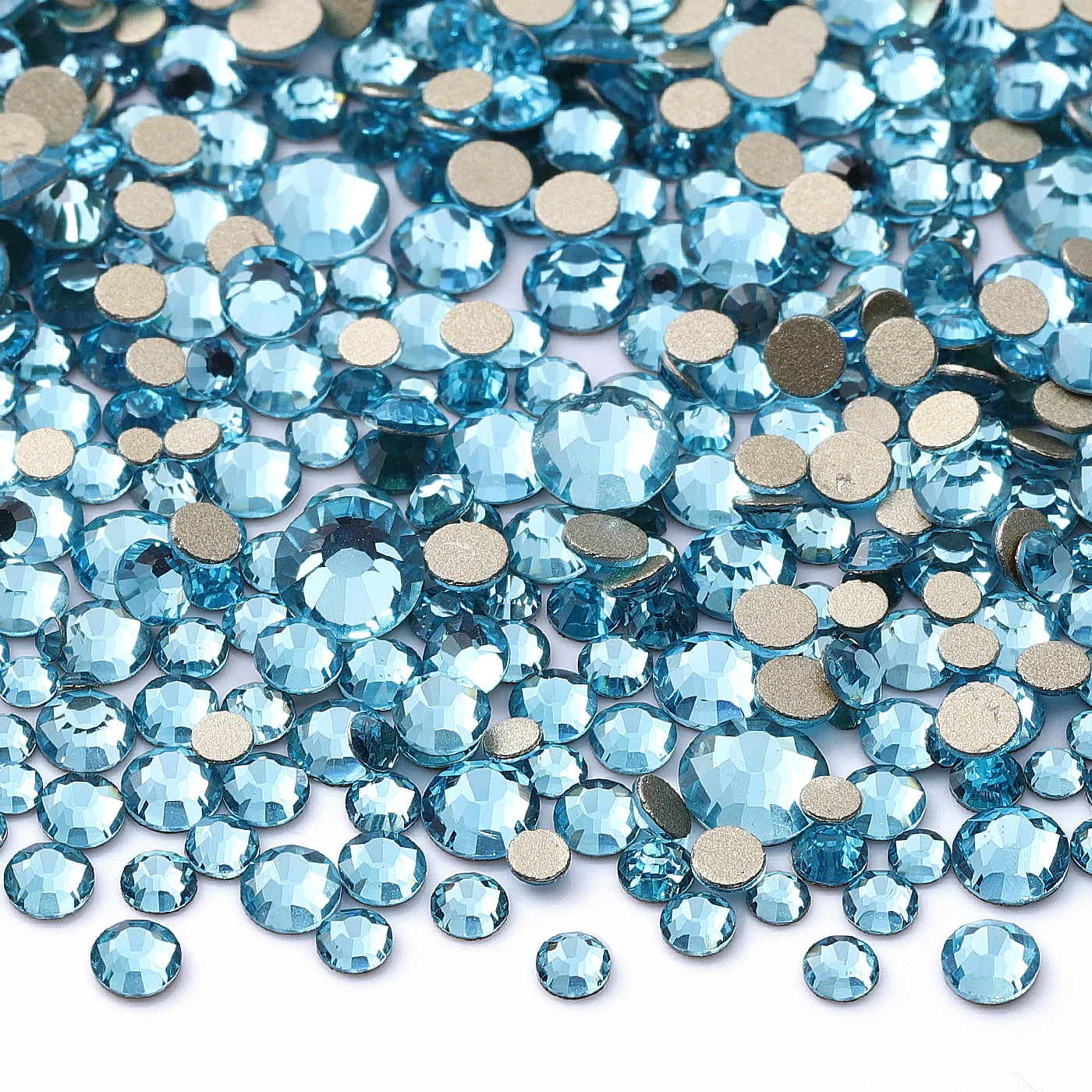 1440Pcs Mix Size SS3-SS20 Champagne Glass Flat Back Rhinestone Golden Shadow Glitter Non Hotfix Rhinestones for Nail Art Clothes