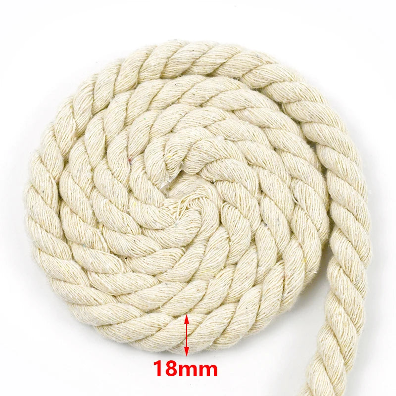 2/5/10M Beige 5-20mm Braid Macrame Cord 3 Shares Cotton Rope Twisted Ropes Thread Decorative String Bag Clothes Home Lace Sewing