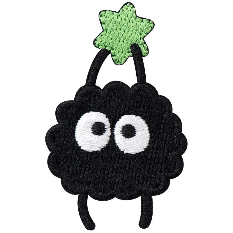 3Pcs Cartoon Black Ball Embroidered Clothing Patches For Clothes Parch Iron On Fabric Sticker DIY Crafs