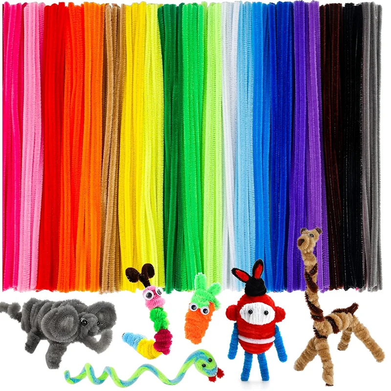 Chenille Stem Pipe Kids DIY Creative Toys Chenille Sticks Cleaners Kindergarten Educational Handmade Material Plush Strips