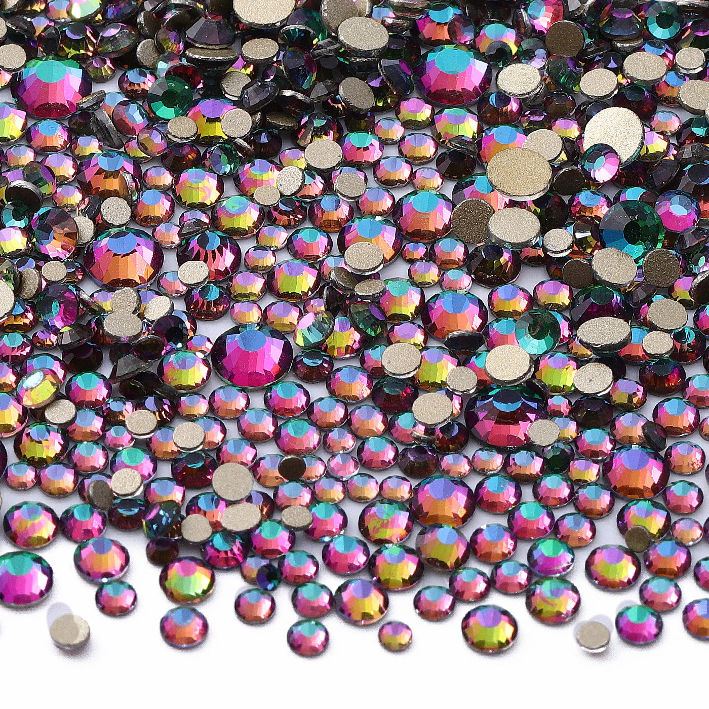 1440Pcs Mix Size SS3-SS20 Champagne Glass Flat Back Rhinestone Golden Shadow Glitter Non Hotfix Rhinestones for Nail Art Clothes