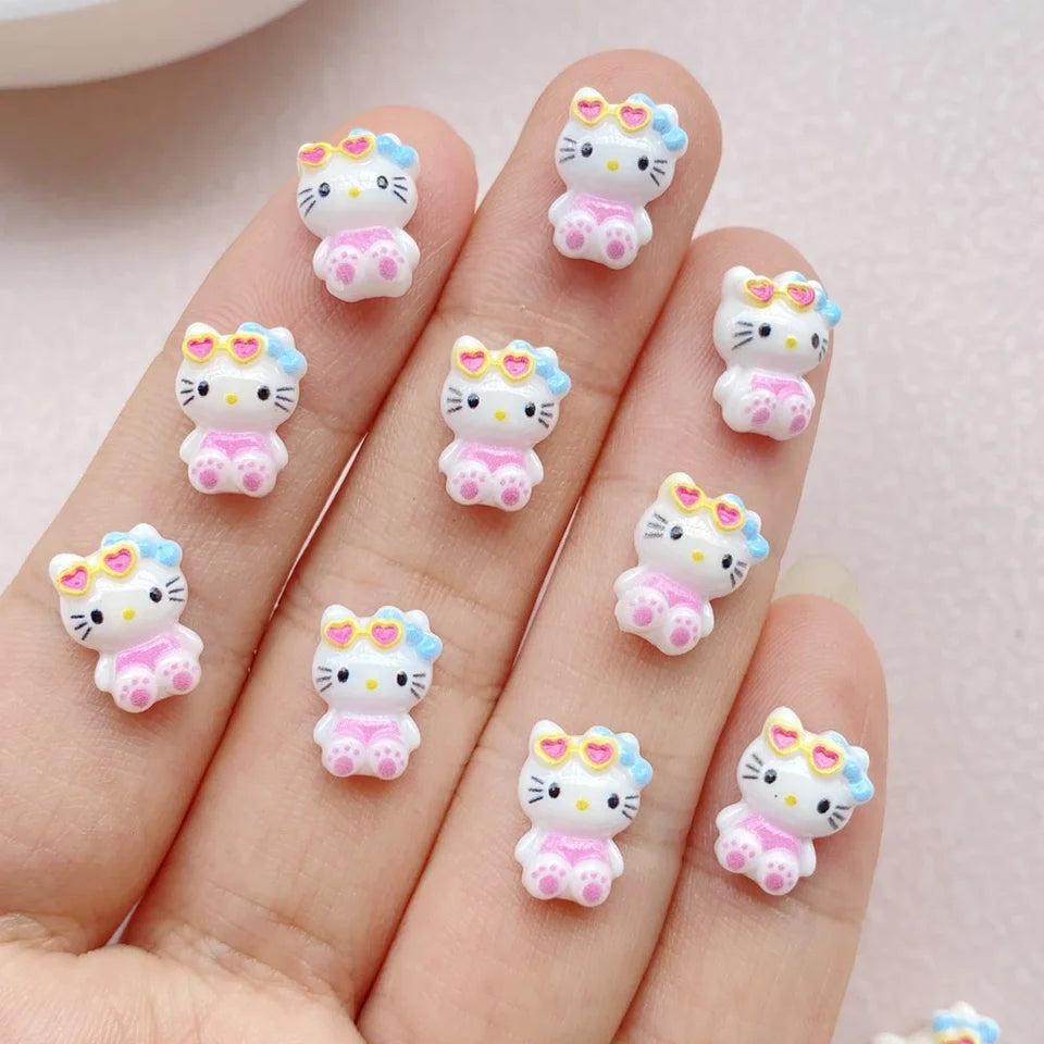 50pcs Resin Colorful Summer Beach Eye Mermaid Little Cat Cartoon Wearing Armor Figurines Flat back Nail Art DIY Scrapbook Crafts