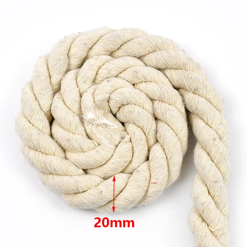 2/5/10M Beige 5-20mm Braid Macrame Cord 3 Shares Cotton Rope Twisted Ropes Thread Decorative String Bag Clothes Home Lace Sewing