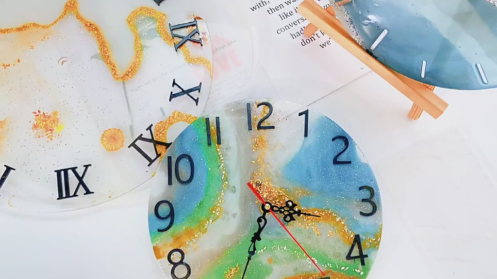 Round Clock Epoxy Resin Silicone Mold Arabic Roman Numbers Flower Leaf Clock Mould Wall Decor DIY Resin Crafts Casting Mold